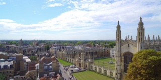 英国剑桥城的高角度视图