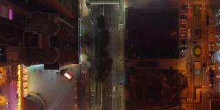 澳门市区交通街道夜晚灯火通明高空俯视图4k中国
