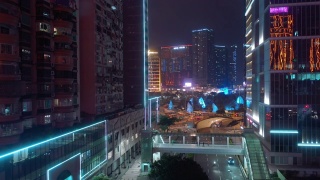 夜间灯光照亮澳门市区交通街景4k中国航拍全景图视频素材模板下载