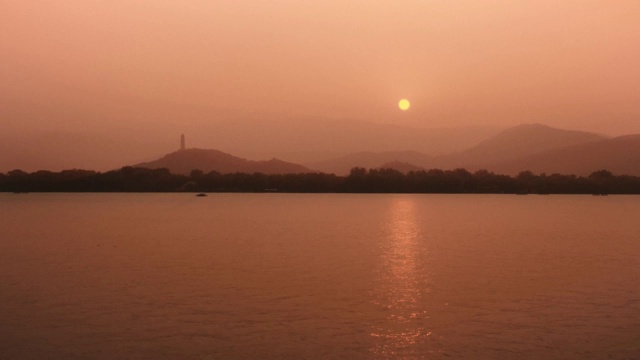 昆明湖日落时光流逝——北京
