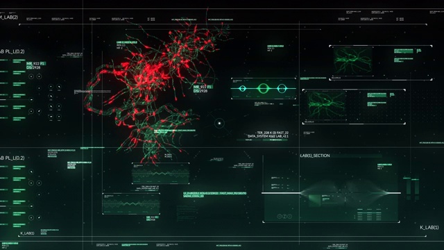 技术显示与神经元突触网络动画流在未来的触摸屏扫描界面