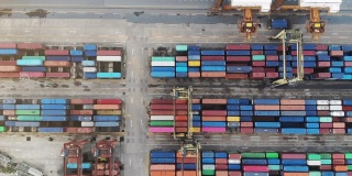 从无人机的角度看，国际航运码头与集装箱港是货物的进出口