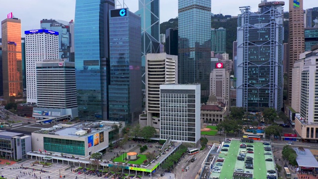 中心区:交通和城市生活在这个亚洲国际商业和金融中心。2019年6月15日，香港。