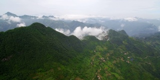 秦岭山村鸟瞰图，陕西，中国。