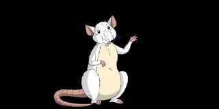 小白鼠打招呼并挥动它的爪子动画阿尔法马特
