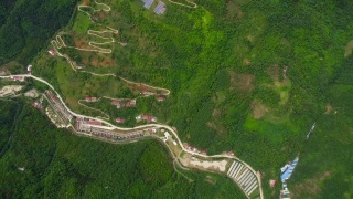 秦岭山村鸟瞰图，陕西，中国。视频素材模板下载