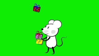 鼠鼠杂耍新年礼物绿幕视频素材模板下载