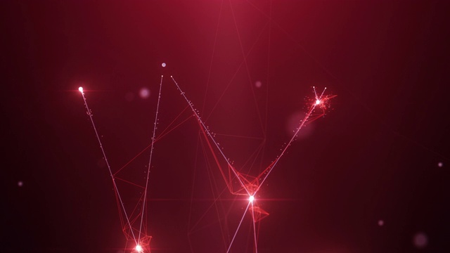 4k复杂连接出现和形成一个网络(红色)-向上-可循环-计算机病毒，黑客，大数据，网络安全
