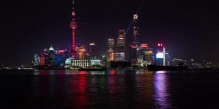 4k时光流逝:国庆灯光秀庆祝中华人民共和国成立70周年，上海