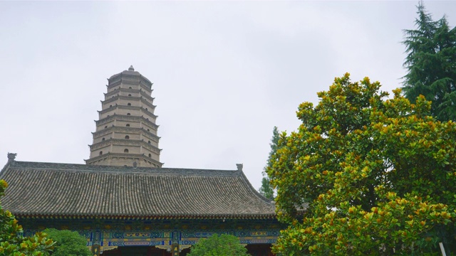 中国古代佛教名刹法门寺，位于阜丰县法门镇。