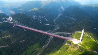 矮寨桥鸟瞰图，吉首，中国湖南。视频素材模板下载