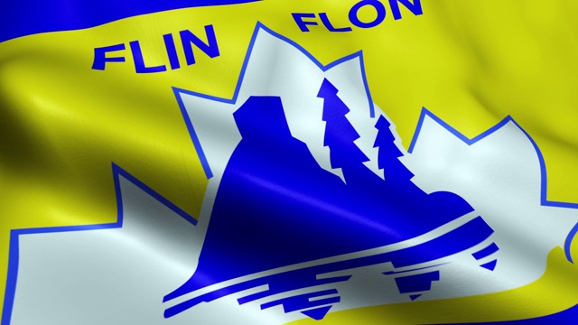 挥舞加拿大城市旗帜Flin Flon无缝环