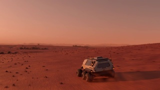 火星探测器和殖民者在火星表面旅行视频素材模板下载