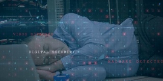 一个人在服务器室睡觉，而安全危险信息却在前台闪现