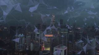 现代都市景观和连接香港的通讯网络，通讯概念。视频素材模板下载