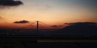加州旧金山金门大桥上的日落