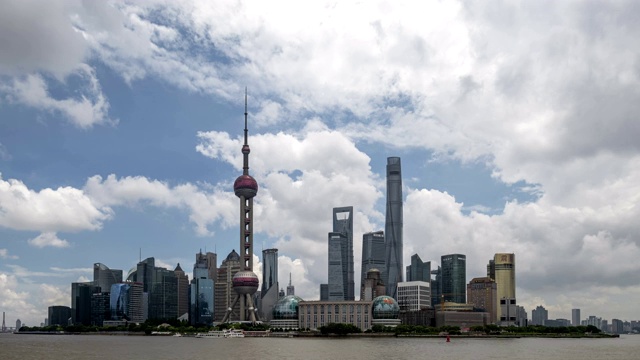 4K时间推移的全景天际线上海中国