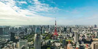 时间流逝-东京天际线的高架视图