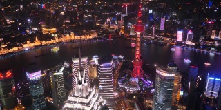 上海夜景鸟瞰图，70国庆灯光秀，4k镜头，延时视频。