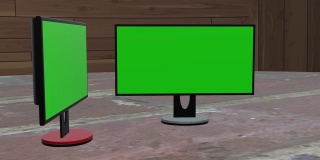 水平绿色屏幕的电视PC显示器