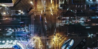 夜间城市交通航拍图