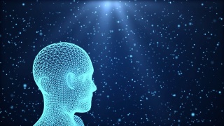 人类的大脑是由粒子形成的。神经丛结构围绕3D渲染进化视频素材模板下载