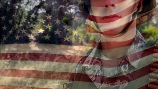 穿着制服和美国国旗的军人视频素材模板下载