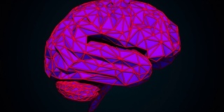 人类的大脑是由计算机生成的彩色三角形组合而成的。数字人工智能大脑的三维渲染