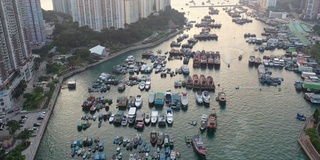 香港香港仔避风塘及鸭脷洲鸟瞰图