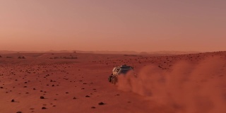 火星探测器上的殖民者在火星表面旅行