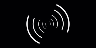 抽象动画的白色螺旋平滑地旋转彼此在圆上的黑色背景。动画。几何吸引载荷螺旋