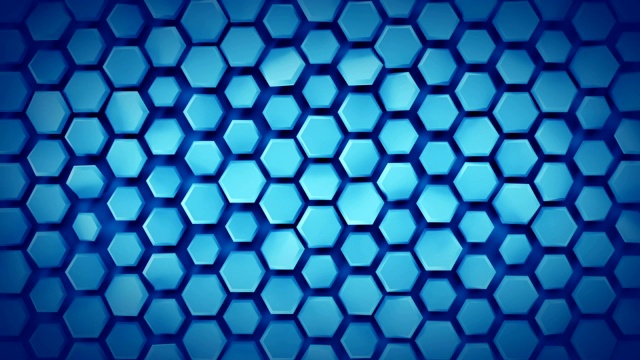 蓝色几何背景与六边形可循环3D渲染