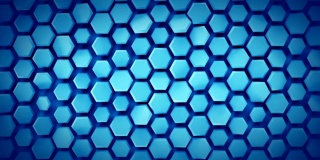 蓝色几何背景与六边形可循环3D渲染