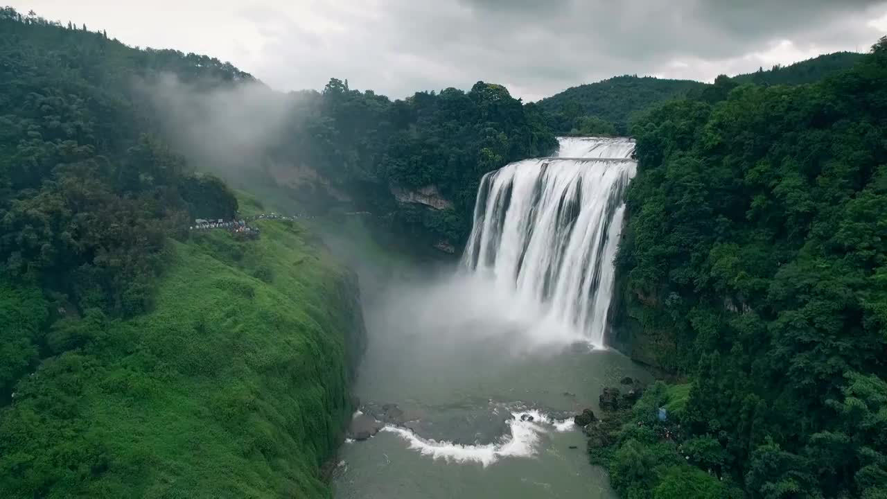 黄果树瀑布鸟瞰图，安顺，中国贵州。