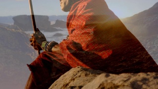 印第安人和日落时的海洋景色视频素材模板下载