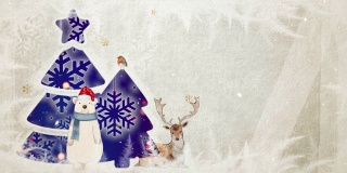 艺术描绘的动画圣诞鹿与野生动物。