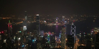 从山顶俯瞰香港城市的夜景