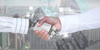 商人和机器人之间的握手