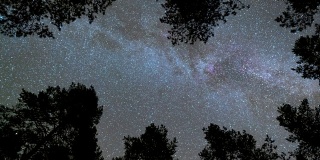 夜空中移动的恒星和银河系的时间间隔。UHD 4 k