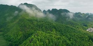 鸟瞰图喀斯特山峰森林(万峰林)，贵州，中国。