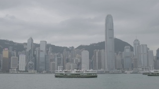 维多利亚港和港岛天际线阴天。香港拥有世界上最多的摩天大楼。日志,F-log。视频素材模板下载