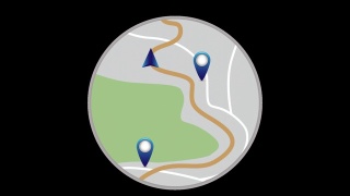 GPS跟踪。导航器运动。导航地图。移动地图上的蓝色记号笔。循环动画。视频素材模板下载