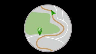 GPS跟踪。导航器运动。导航地图。移动地图上的绿色标记。循环动画。视频素材模板下载