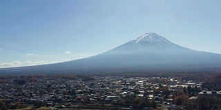 清晨鸟瞰富士山和川口湖