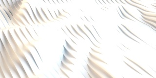 波浪运动的白色几何线类似液体的流动，计算机模拟。新潮的图案动画，线条艺术风格。数字空间。概念艺术。3 d渲染。4K，超高清分辨率