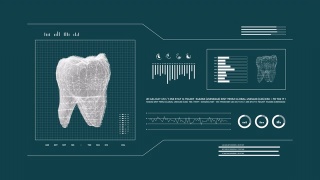 牙齿检查数码3d动画。数字牙医或牙科应用4k。视频素材模板下载