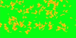 许多蝴蝶在绿色的屏风上飞舞