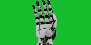 绿色屏幕上的未来人工智能仿生手