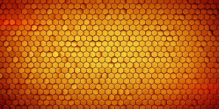 墙上的小橙色六边形可循环的抽象3D动画