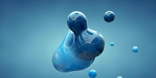 蓝色分子在显微镜无缝环3D渲染动画